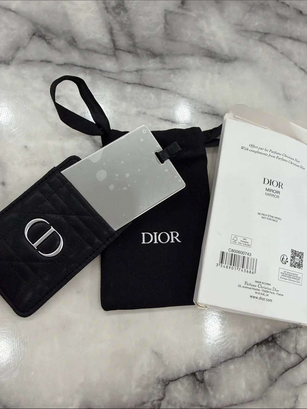 Dior Black Quilted Card Holder with Silver CD Emblem